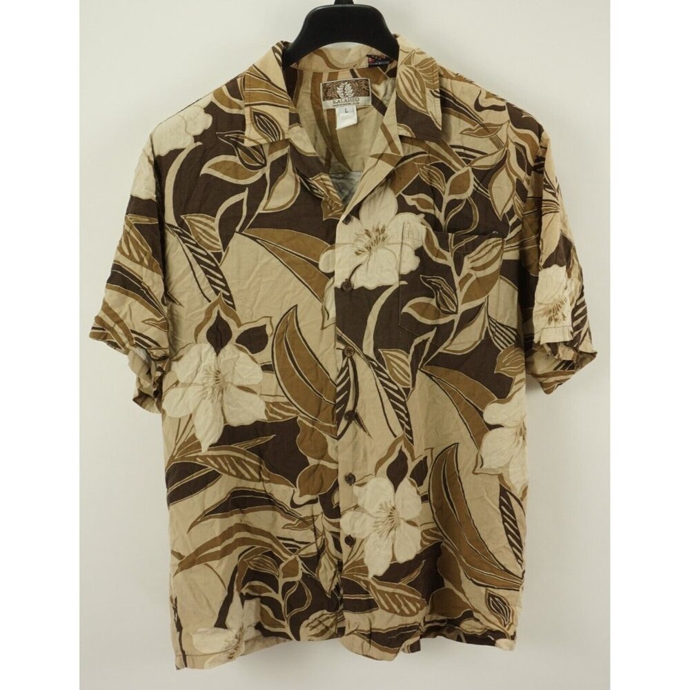 Vintage Kalaheo Men's‎ Large Short Sleeve Hibiscus Floral Rayon Hawaiian Shirt